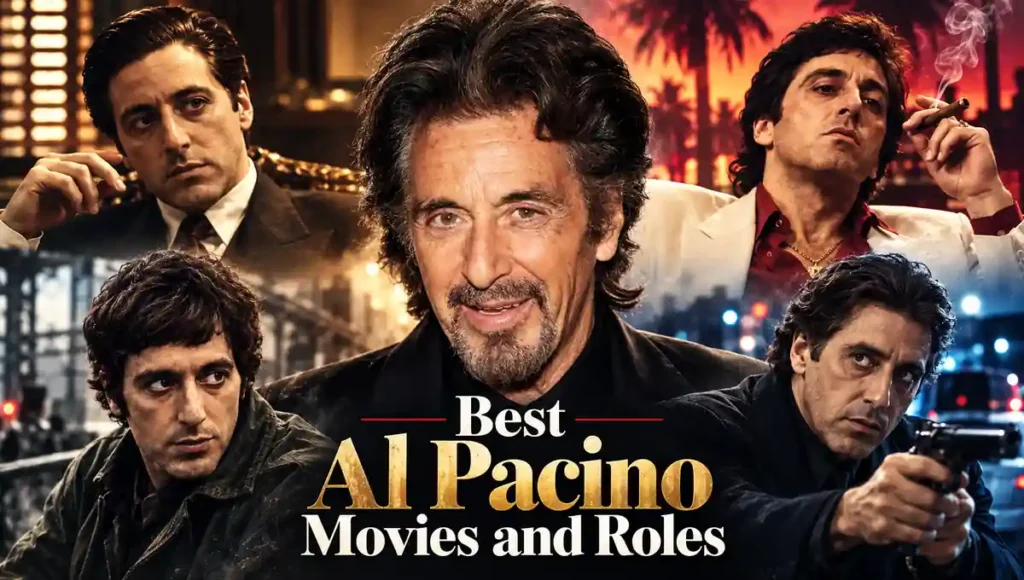 Al Pacino with iconic movie roles from his film career
